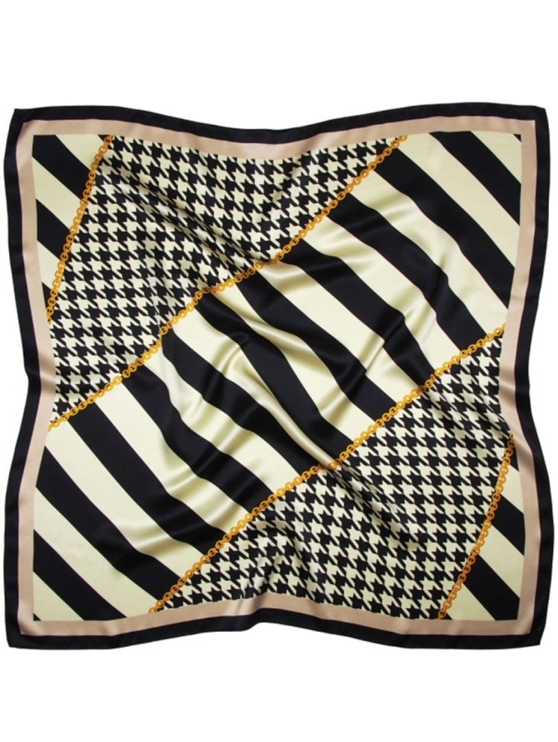 AD7-035 Apaszka jedwabna dwustronnie, pepitka 68x68cm